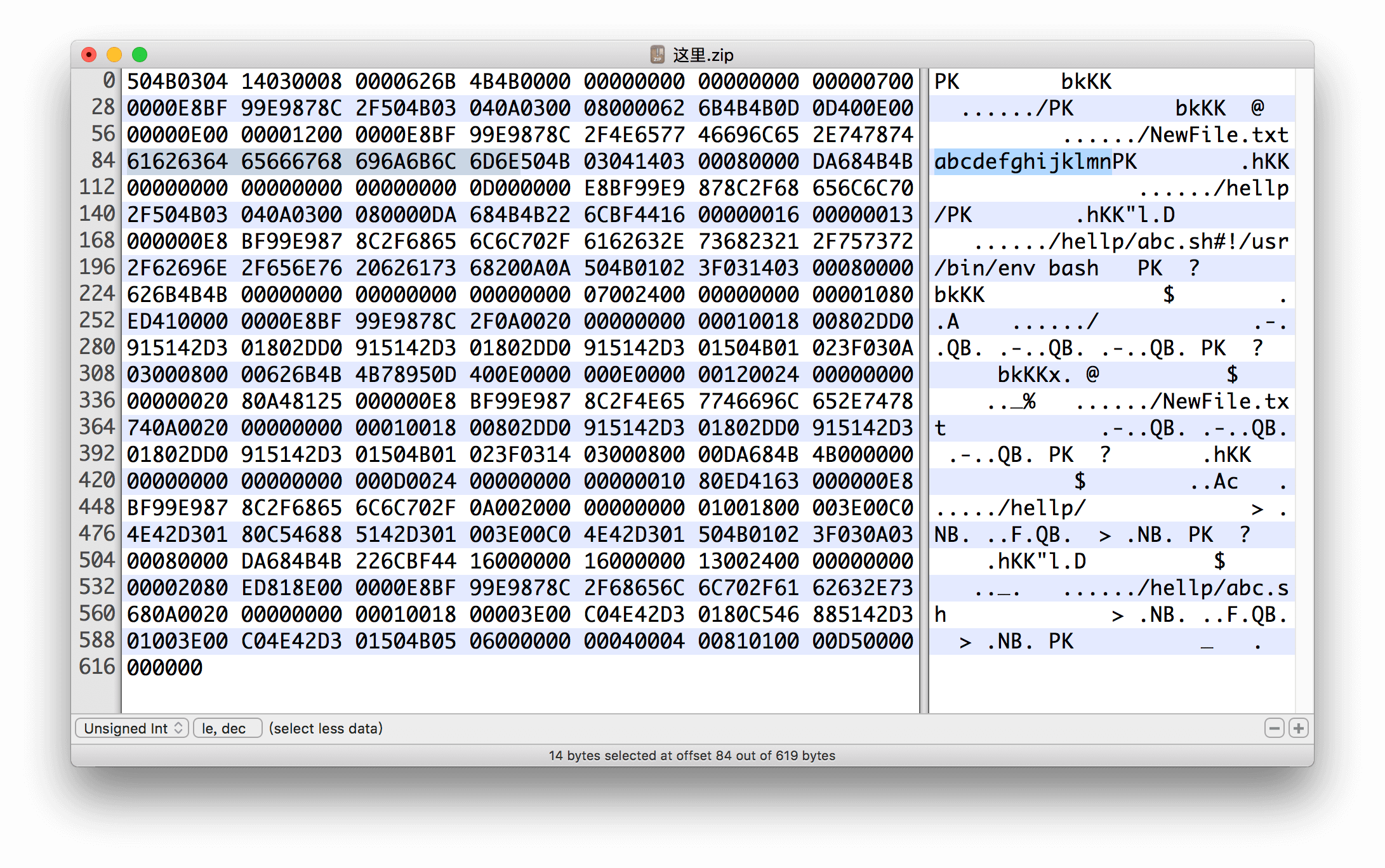 zip file data