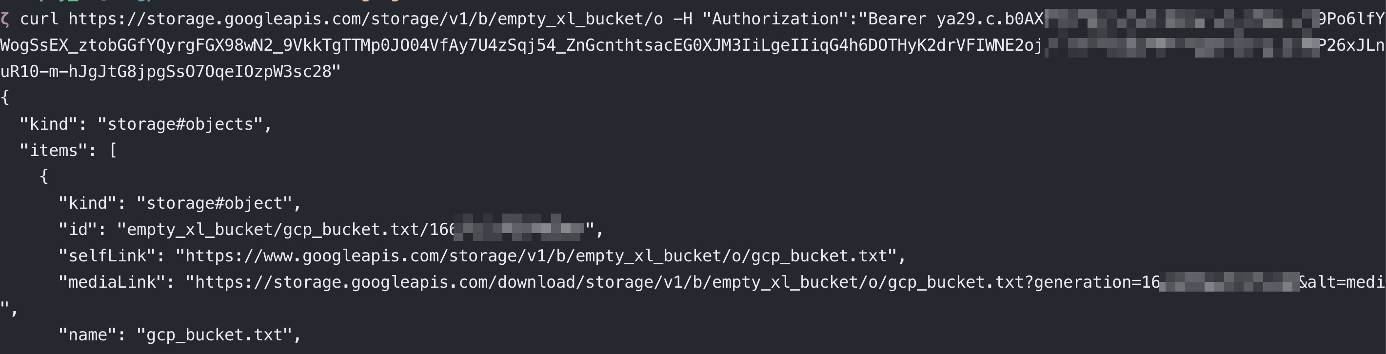 GCP get bucket object